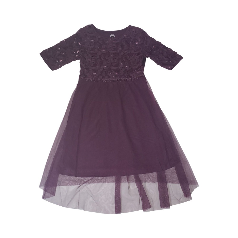 Wonder Nation Girls Purple Rosette Sequin High-Low Tulle Dress XL 14-16 NWT